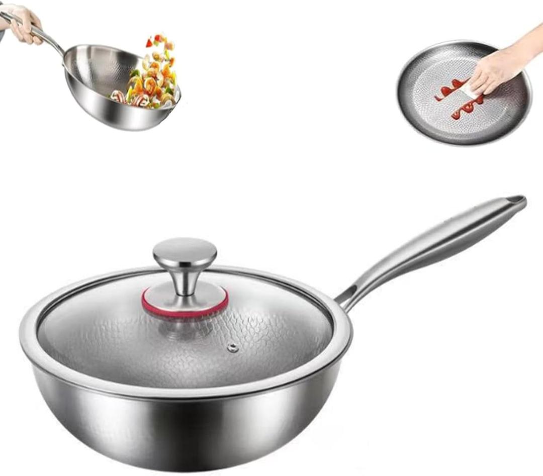 Toutrop Titanium Hammered Pan Pro with Lid, Durable Scratch-Resistant Titanium Frying Pans for Cooking Non Stick, Even Heating for Cooking, Nutritious Pan for Cooking