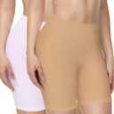 3 x Yeblues Women 3 Pack Seamless Slip Shorts for Under Dress Smooth Boyshorts for Yoga/Bike/Workout Shapewear Shorts (XX-Large, 2 Pcs-white+beige)