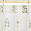 Boho Floral Linen Small Window Curtain for Kitchen Bathroom,Pinch Pleat Cafe Curtain 24x18 Inch Length Light Brown