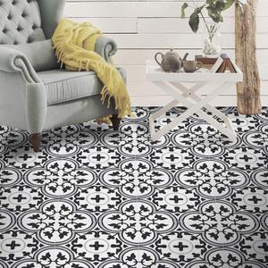 Moroccan Mosaic & Tile House CTP33-03 Casa Handmade Cement Tile, Gray/Black/White