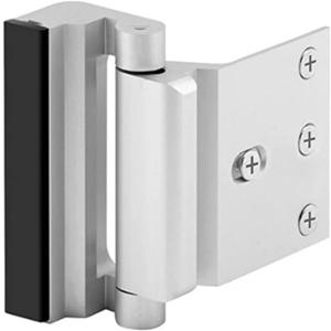 Home Indoor Security Door Lock Anti Theft Hinge Latch Lock Door Reinforcement Lock with 3 Inch Stop Reinforcement Lock Safety Tool 1 Pack Silver