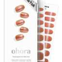 ohora Semi Cured Gel Nail Strips (N Golden Hour) - Works with Any Lamps, Salon-Quality, Long Lasting, Easy to Apply & Remove - Includes 2 Prep Pads, Nail File & Wooden Stick