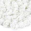 Bright Creations 200 Pack White Flower Heads, 2 Inch Stemless Fake Foam Roses for Wall Decorations, Wedding Receptions, Faux Bouquets, Table Scatter, DIY Crafting Projects
