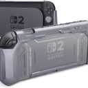 PlayVital Meteor Grip Case for Nintendo Switch 2 with Thumbstick Caps & Ergonomic Grips  Dockable Shockproof Anti-Slip Cover with Clear Back Design for Switch 2 Protective Shell  New Hope Gray
