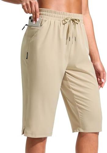 G Gradual Women's 13" Long Hiking Shorts with Zipper Pocket Lightweight Quick Dry Knee Length Bermuda Shorts for Women, Size L