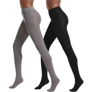 No nonsense Women's Super Opaque Control-Top Tights, Black/Steel, Large