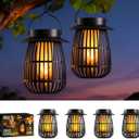 KYEKIO 4Pack Gen2 Flame Solar Lanterns Outdoor Waterproof, Solar Hanging Lantern Decorative, Flickering Flame Outdoor Lanterns Solar Powered, Lights for Yard Patio Garden Decor as Mothers Day Gifts