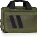 Savior Equipment Specialist Series Tactical Double Scoped Handgun Firearm Case Pistol Bag For Outdoor Hunting Shooting Range, Lockable Compartment, Additional Magazine Storage Slots (Olive Drab Green)