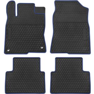 Car Rubber Floor Mat for Honda Civic 10th Generation 2016 2017 2018 2019 2020 2021, Custom Fit Rubber Black and Navy Blue Auto Floor Liners Mat All Weather Protection Heavy Duty Odorless
