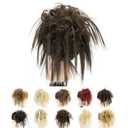 IMISSU 2PCS Messy Hair Bun Piece Updo Fake Scrunchies Extension Wavy Curly Hairpieces Ponytail Chignon Headband for Women Girls (2PCS Light Brown)