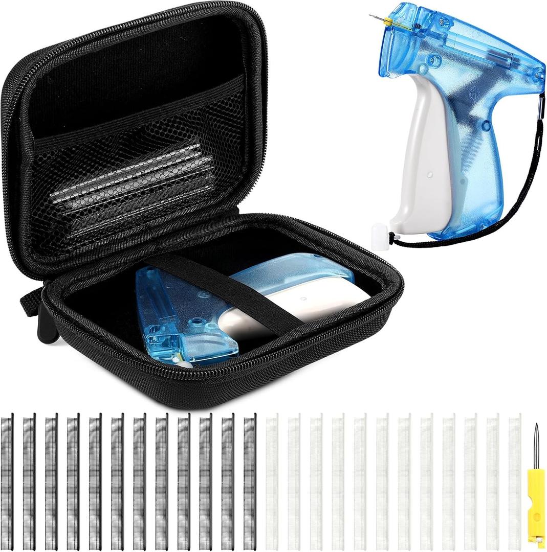 Lasnten Stitch Clothing Gun Mini Stitch Clothes Gun 3000 Pcs Micro Fasteners 0.17" 2 Pcs Micro Fine Needles 0.05'' with Case for Quick Clothing Fixer(Blue,Clear Style)