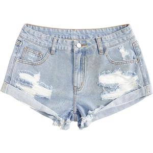 Floerns Women's Low Waisted Ripped Mini Jean Shorts Roll Hem Distressed Y2k Denim Shorts (26)