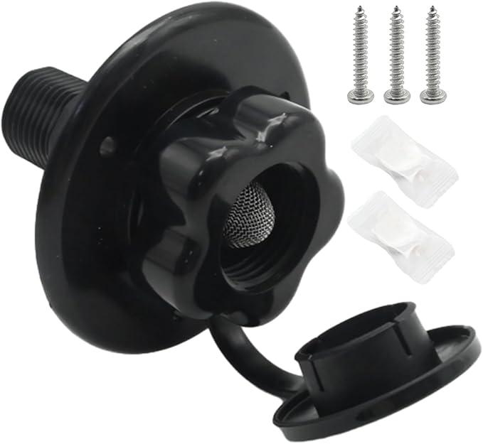RV City Water Inlet with Check Valve, 1/2 inch BSP and G1/2 Thread RV Water Hose Connector for RV Camper Trailer Marine (Black)