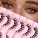 Lashes Natural Cat Eye Lashes Wispy Eyelashes 15mm False Eyelashes Wispy Lashes 3D Volume Strip Eyelashes Thin Cotton Band Soft Fake Eyelashes False Lashes Pack 7 Pairs Siligli