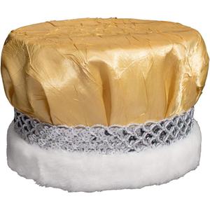 Anderson's Crushed Satin Crown, Silver Sequin Band and Faux Fur, King Crown For Prom, Homecoming, School Dance, Pageant (Gold)