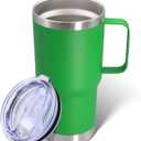 20 oz Tumbler with Handle and Lid, Stainless Steel Tumbler Insulated Travel Coffee Mug, Spill Proof Double Wall Vacuum Tumbler Cup Keep Drink Hot & Cold, Green, 1 Pack