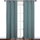 NICETOWN Modern Blackout Curtains Noise Reducing, Thermal Insulated and Privacy Room Darkening Drape Panels for Boy's Guest Room Door Window (Greyish Blue, 2 Panels, W34 x L84 -Inch)