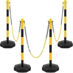 Konohan 4 Sets 34 Inch Parking Cone Delineators Post Traffic Cone Plastic Stanchion Set Stands Parking Barrier with Base 6.6 ft Chain S Hooks Reflective Collar (Yellow,Black) Konohan 4 Sets 34 Inch Parking Cone Delineators Post Traffic Cone Plastic Stanchion Set Stands Parking Barrier with Base 6.6 ft Chain S Hooks Reflective Collar (Yellow,Black)