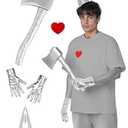 Amazon.com: POEWAUVE Halloween Costume Accessories Silver Funnel Hat Axe Heart Brooch Silvery Gloves Set Halloween Costume Accessories for Man Women Cosplay Party : Home & Kitchen