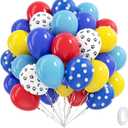 60pcs 12inch Dog Balloons, Royal Blue, Light Blue, Yellow, Red Paw Print for Puppy Dog Paw Birthday Party Decorations