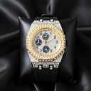 Men's 43mm Iced Out Octagonal Case Silicone Band Watch
