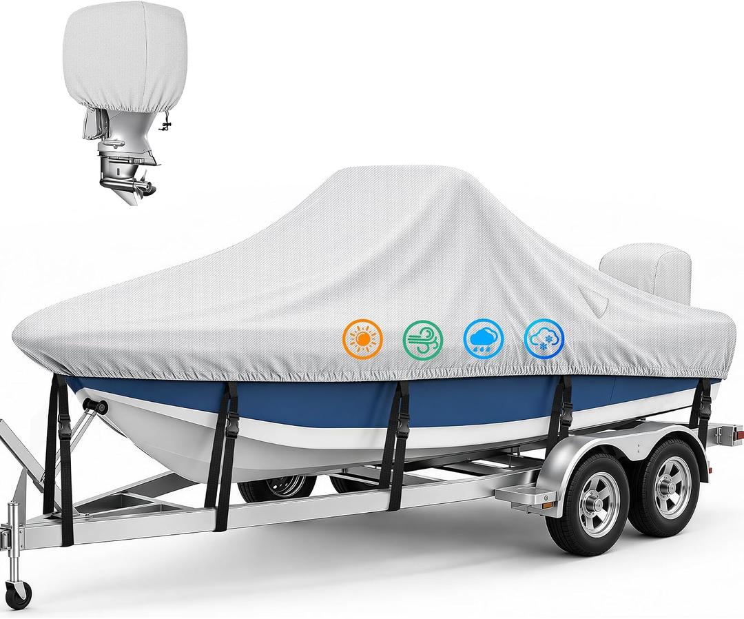 1300D Waterproof Center Console Boat Cover for 20'-22', Gray