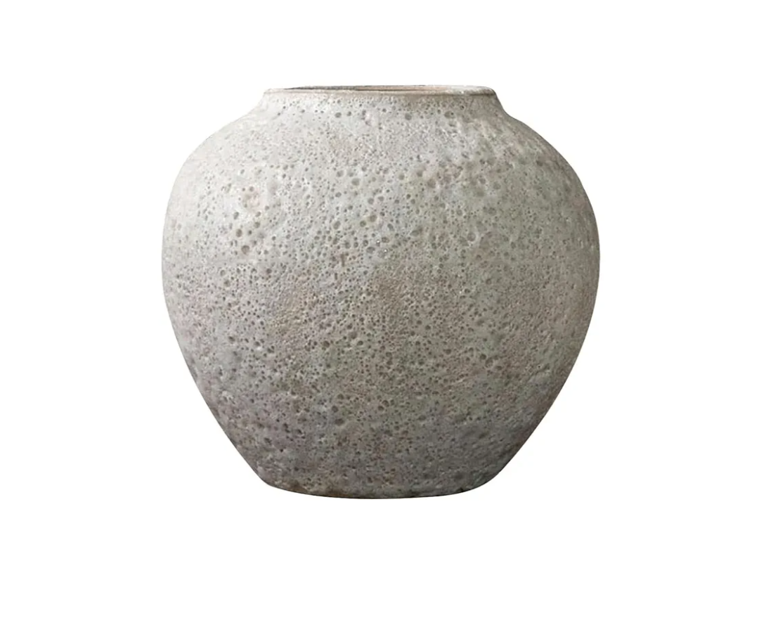 Cement Texture Ceramic Vase, Rustic Decorative Flower Planter Home Office Decoration, 7.48 x 11.41 Inch(Color:Light Gray - 7.48x9.44 Inch)
