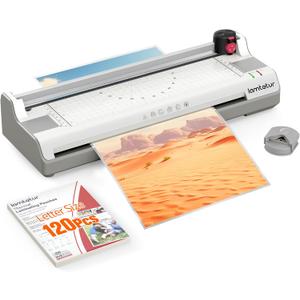 Laminator Machine 13Inch Wide with 120 Letter Size Laminating Sheets for A3/A4/A6,11X17 Thermal Hot&Cold 2 Roller Laminated 3-5Mil with Paper Cutter, Corner Rounder for Office Home School Teacher Use