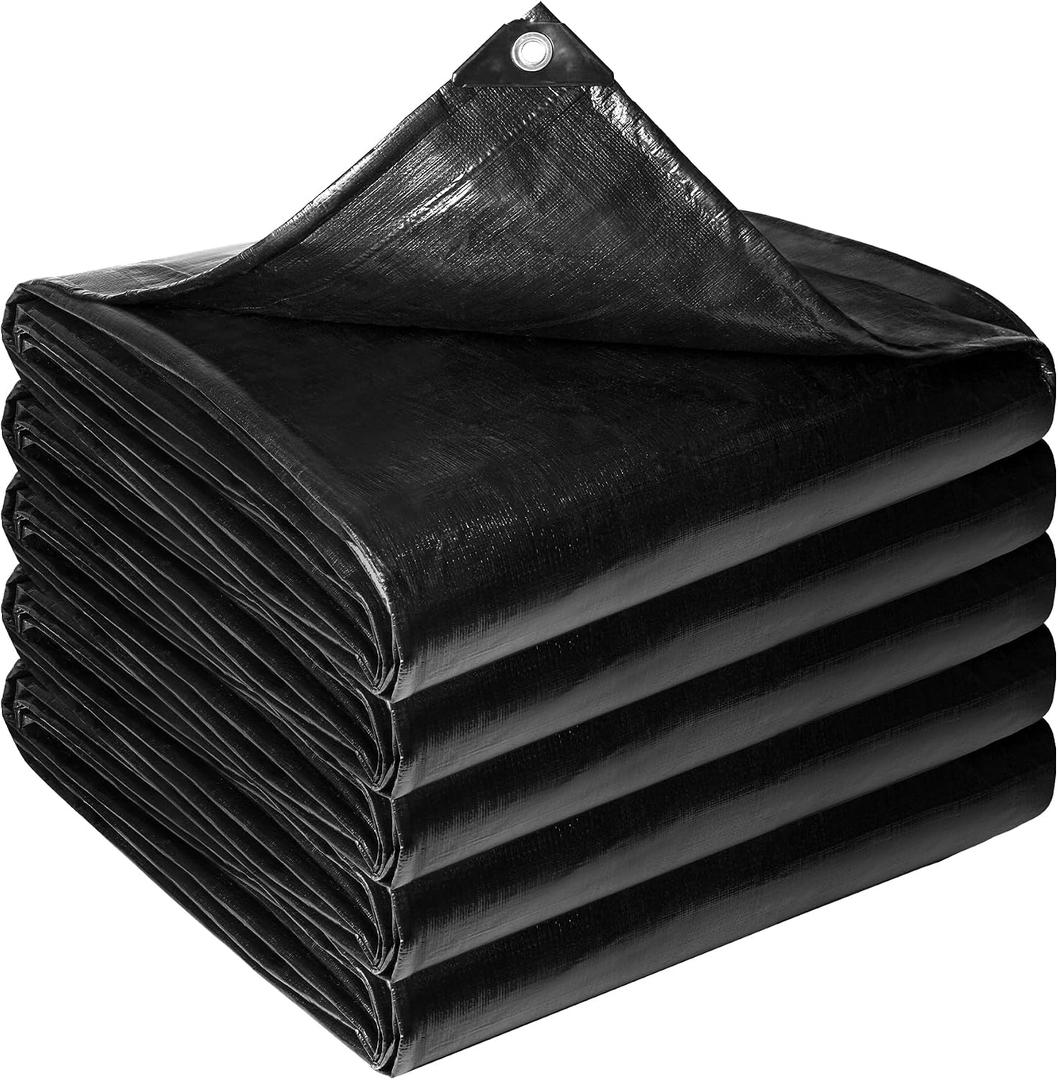 Reinforced PE Pond Liner 25 x 30 FT, 28 Mil Sun Resistant Preformed Pond Liner, Hemmed Edge with Buttonholes Liner for Outdoor Large Ponds, Fish/KOI/Duck Pond, Garden Waterfall, Waterscape, Black