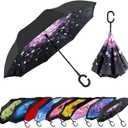 MRTLLOA 40/49/56 Inch Oversize Windproof Inverted Reverse Upside Down Umbrella, Golf Size Rain Umbrella, Double Layer, C-Shaped Handle for Men, Women and Kids
