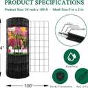 FOREHOGAR Black PVC Coated Welded Wire Fence 24 Inch x 100 Foot, 2 Inch x 3 Inch 16GA, Garden Border Fencing Roll Vinyl Coating Metal Wire Mesh for Yard Vegetable Plant Protection Poultry Netting