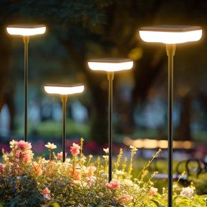 Solar Lights Outdoor Garden 4 Pack Solar Pathway Light 31" Tall Solar Landscape Lights 34LM Bright Up to 12H IP65 Waterproof Auto On/Off for Walkway Outside Yard Path Patio Lawn Flower Bed plant Decor, 4 Pack
