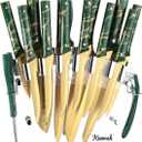 Keewah Knife Set, 16 Piece Kitchen Knives set with Acrylic Stand, Gold