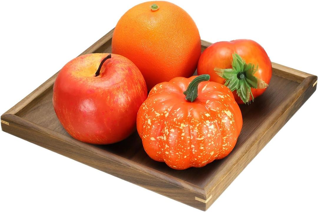 uxcell Bamboo Serving Tray, 10 x 10 Inch Square Wooden Trays Portable Serving Platters for Food Fruit, Snacks, Bread, Vanity, Weddings, Picnics, Brown (Flat)