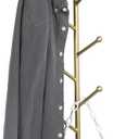 MyGift 8 Hook Wall Mounted Modern Gold Tone Metal Hat and Coat Hanger Tree, Decorative Entryway Vertical Hanging Garment Rack with Branch Style Hooks for Umbrellas Scarves Purses