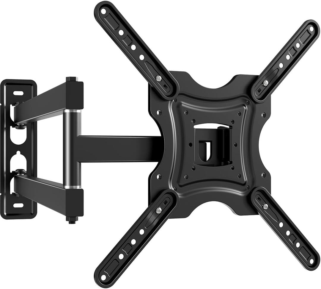 Full Motion TV Wall Mount, TV Monitor Wall Mount Swivel Tilt Extension for 4K 19-55'' LED LCD TVs Flat Curved Screen TVs/Monitors Strain-Free Viewing Pleasure (VESA 400x400mm, 66lbs) (black)
