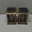 Flickering Solar Lantern Outdoor, Waterproof Hanging Flame Solar Powered Lantern for Pathway, Tabletop, Patio, Garden Decoratives (Bronze)