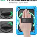 SEYMAC Kids Case for iPad 9th/ 8th/ 7th Generation 10.2" 2021-2019, Heavy Duty Protective Shockproof Case with Screen Protector, Rotating Stand/Handle/Shoulder Strap for iPad 10.2, Light Blue