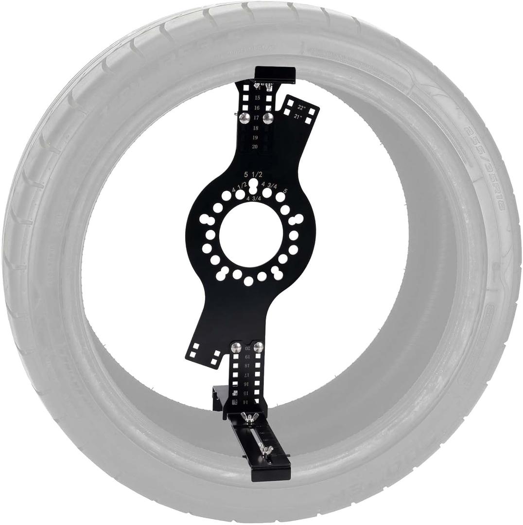 Wheel Fitment Tool and Simulator, Offset Measuring Mockup Tool, Fits 14-22 Inch Rim Diameters and 7-17 Inch Widths, 5-Lug Bolt Pattern