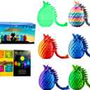 Mydethun 6 PCS 3D Printed Dragon Eggs, 1 Glow in the Dark Dragon - Customizable Lore Cards, Articulated Fidget Toy Set, Easter Basket Fillers, Birthday Party Favors, Classroom Prizes