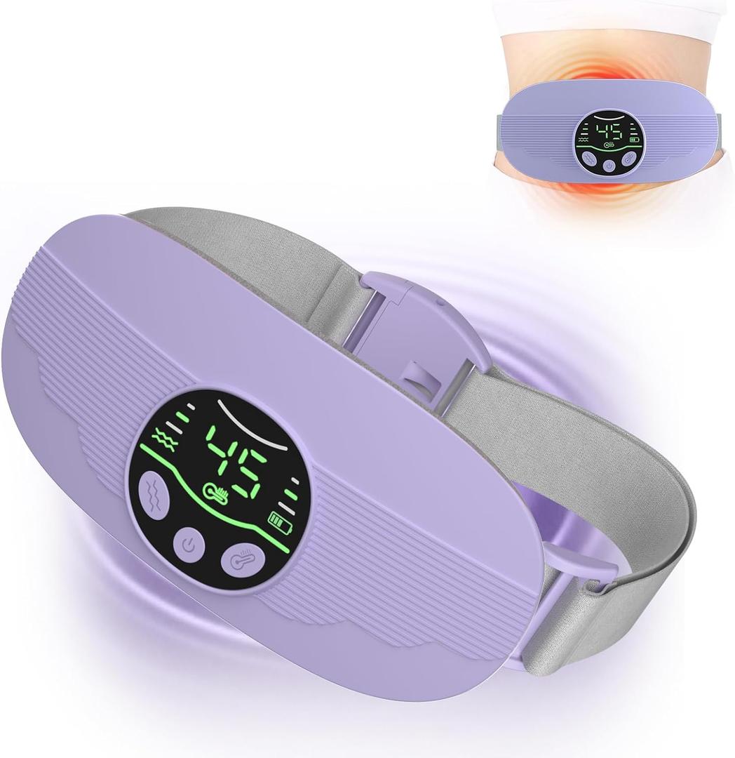 HOTBAG Heating Pad for Period Cramps Portable Cordless 3S Fast Period Heating Pad Cramp Relief with 3 Heat Levels and 3 Massage Modes Menstrual Electric Waist Wrap Belt for Pain Relief Gifts for Her (Purple)