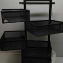 Fruit and Vegetable Basket for Kitchen No Assembly Rotating Storage Rack,Bathroom Storage Shelf, Kitchen Organizers and Storage Cart on Rolling Wheels(Black, 5 Tier-Square)