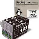 BeOne T125 Ink Cartridges Remanufactured Replacement for Epson 125 3-Pack to Use with Workforce 320 323 325 520 Stylus NX125 NX127 NX130 NX230 NX420 NX530 NX625 Printer (3 Black)