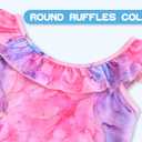 Snowheart Girls Swimsuit One Piece Bathing Suit Kids Quick Dry Shoudler Ruffle Floral Swimwear for 3-12 Years Old (Pink)