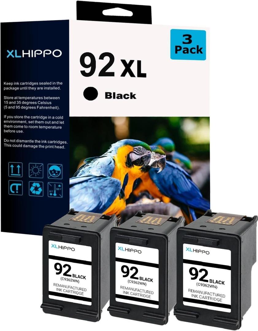 92XL Ink Cartridges Replacement for HP 92 Ink Cartridge Black Compatible with DeskJet 5440 5420 5420v 5442 OfficeJet 6310 6300 Series Photosmart C4180 C3110 C3100 Series PSC 1510 1510V