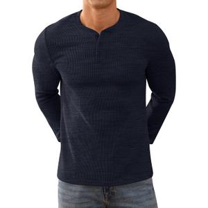 NITAGUT Men's Henley Shirts Long Sleeve Button T-Shirt Fashion Casual Pullover Shirt (M)
