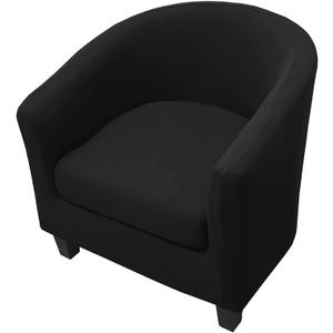 WOMACO 2 Pieces Club Chair Slipcover Printed Stretch Armchair Tub Round Barrel Swivel Chair Covers with c Cushion Cover Elastic Bottom Sofa Furniture Protector for Tullsta (1, Black)