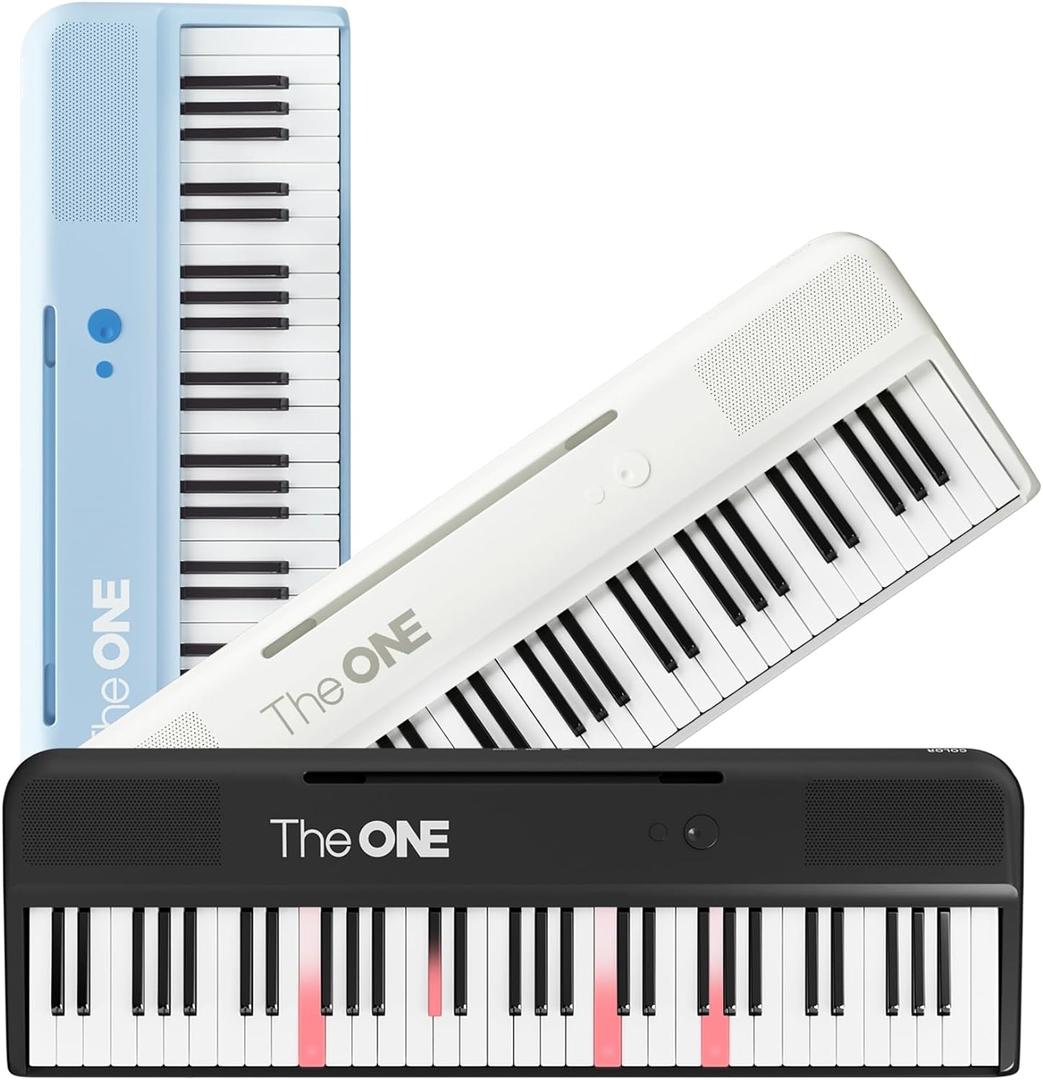The ONE Smart Keyboard COLOR 61 Lighted Keys Piano Keyboard, Electric Piano for Beginners with 256 Tones, 64 Polyphony, Built-in LED Lights and Free Apps (Black), 35.12 inches x 11.73 inches x 3.37 inches