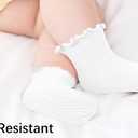 Baby Ruffle Socks - Toddler Girls Non-Slip Socks with Grips - Indoor Soft Cotton Frilly Ankle Sock (White)
