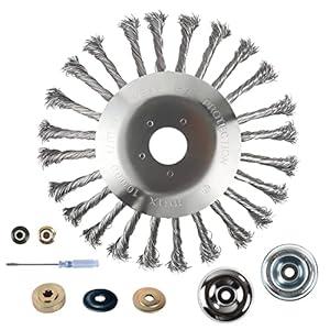 Allyplay 8 Inch Steel Wire Rotary Brush Cutter Trimmer Head, Universal Replacement Weed Blade Cutter for String Trimmers, Gardening Lawnmower, Moss & Rust Removal, Compatible with Stihl, Husqvarna